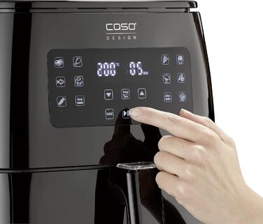 CASO AF 600 XL - large hot air fryer with a 6L basket volume, 12 automatic programs, sensor-touch control, timer from 1-60 minutes, removable basket (dishwasher-safe)
