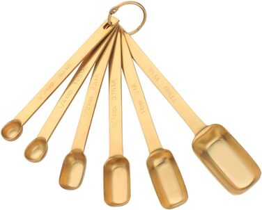 6-Piece Measuring Spoon Set for Teaspoons, Coffee, Sugar, Cake, Baking, Gold Measuring Cups, Kitchen Measuring Spoons, Baking Utensils (Color: A Silver) (B Gold)