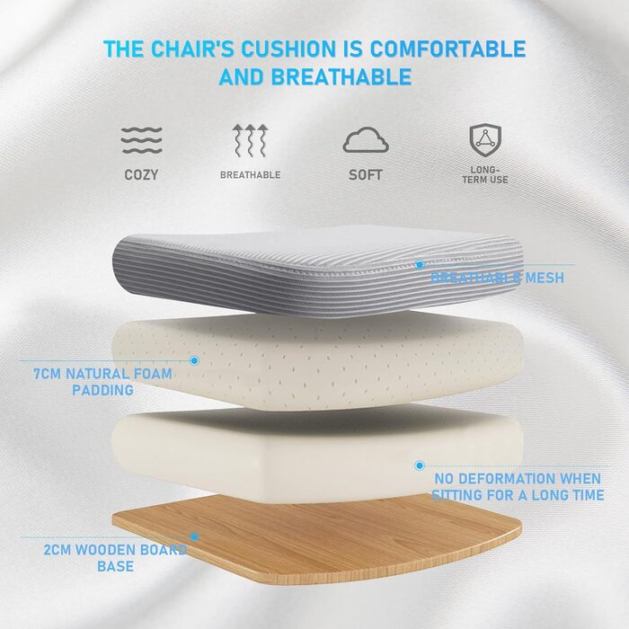 Офісний стіл з регульованими підлокітниками, ергономічний стілець з сітчастою спинкою, підтримка попереку, регульована висота, м'яке сидіння, обертовий на 360°, сірий