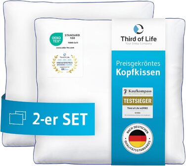 Pillow 80x80 inSPIRO 2-Piece Set, Orthopedic Sleep Pillow from the 2022 Innovation Award Winner, 80 x 80 cm pillow for Side Sleepers, Back Sleepers, Stomach Sleepers, Neck Support Pillow for Allergy Sufferers 80 x 80 - 2-Piece Set