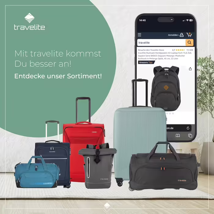 Рюкзак для ручної поклажі Travelite BASICS 22 л, 15,6'' для ноутбука, чорний, міський деньпак з багатьма відділеннями, 45 см