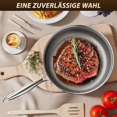 Сковорода глибока з кришкою 30 см FD-D з нержавіючої сталі гібридна, з холодною ручкою, для всіх плит (індукція), посудомийна машина, без PFAS/PFOA/PTFE, жаростійка до 260°C