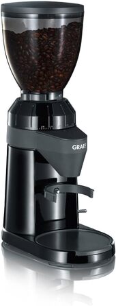 Електрична кавомолка GRAEF CM802 з алюмінієвим корпусом, контейнер для зерен 350г, жернова система з нержавіючої сталі, 40 ступенів помелу, для еспресо, антистатичний вставка, алюмінієве лопатечкове колесо, 128 Вт, чорний колір