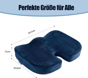 Подушка для попереку та сидіння Egret з піни Memory Foam для офісного крісла та авто, темно-синя – підтримка спини, зняття болю, корекція постави
