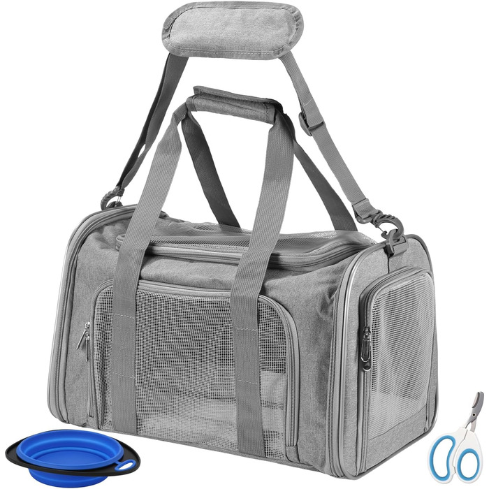 Транспортна переноска для кота та собаки, складана, сірого кольору (L)