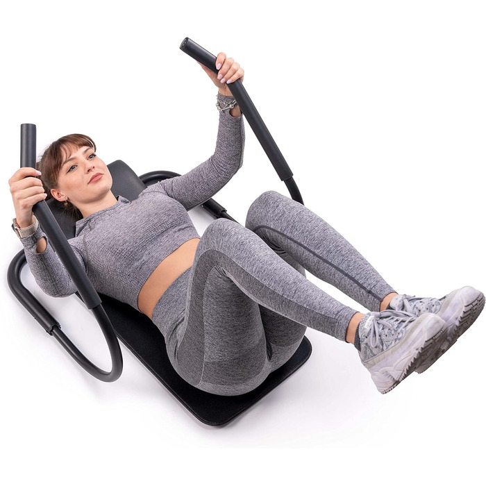 C.P. SPORTS AB Roller - Abdominal Trainer | Professional Ab Roller with Headrest & Mat for Abdominal Muscle Training & Fitness | Steel pipe black - foldable - space-saving for abdominal workout at home