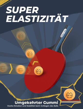 Набір для настільного тенісу Glymnis: 4 ракетки, 8 м'ячів, компактна сумка. Підходить для початківців, сім'ї та професіоналів