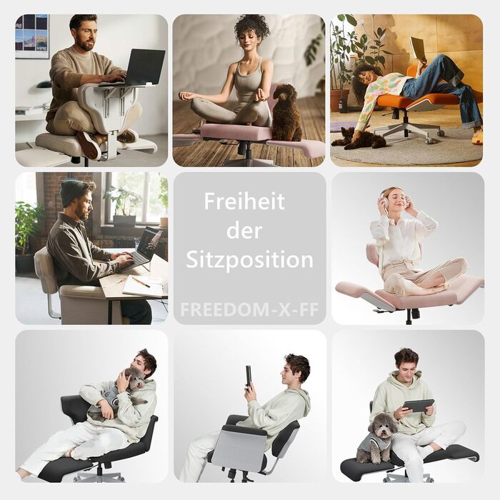 Офісне крісло Newtral FX-FF з регульованою висотою та (за бажанням) підлокітниками, поворотне, з гумовими колесами, для дому та офісу, модель Freedom-X FF (чорний)