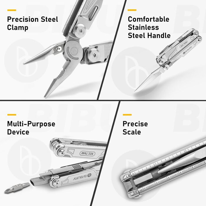 BIBURY Multifunctional Pliers with Bottle Opener, Foldable Multitools for Men, Portable Multifunction Tools with Lockable Blades, Multi Tool ideal for Outdoor, Camping, Hiking, Repairing...