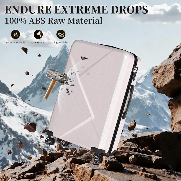 Набір валіз Ystyle Kofferset 5 шт: 12', 18', 20', 24', 28' + косметичка, ABS, 360° колеса, TSA-замок, для подорожей, круїзів, навчання за кордоном, м'ятно-зелений