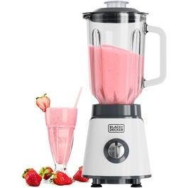 Black+Decker 2200W Stand Mixer with Glass Bowl - 2.2L, 8 Speeds, 6 Stainless Steel Blades, Ice Crush & Smoothie Function, LED Display, Safety System