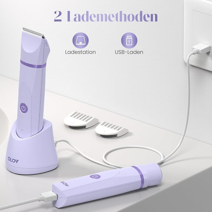Електричний жіночий епілятор для тіла та обличчя, для інтимної зони, USB, фіолетовий