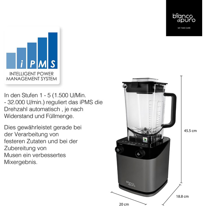 Потужний блендер Bianco di puro Volto N, 1,5 л, 8 програм, BPA-free, для смузі