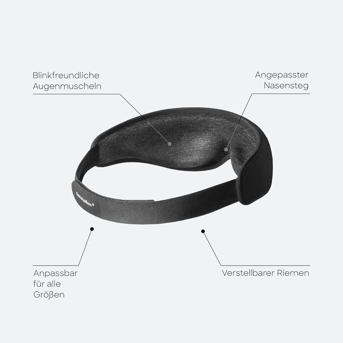 Ostrichpillow Маска для сну Eclipse Black | Ергономічна 3D маска для сну | Блокує світло для повного затемнення