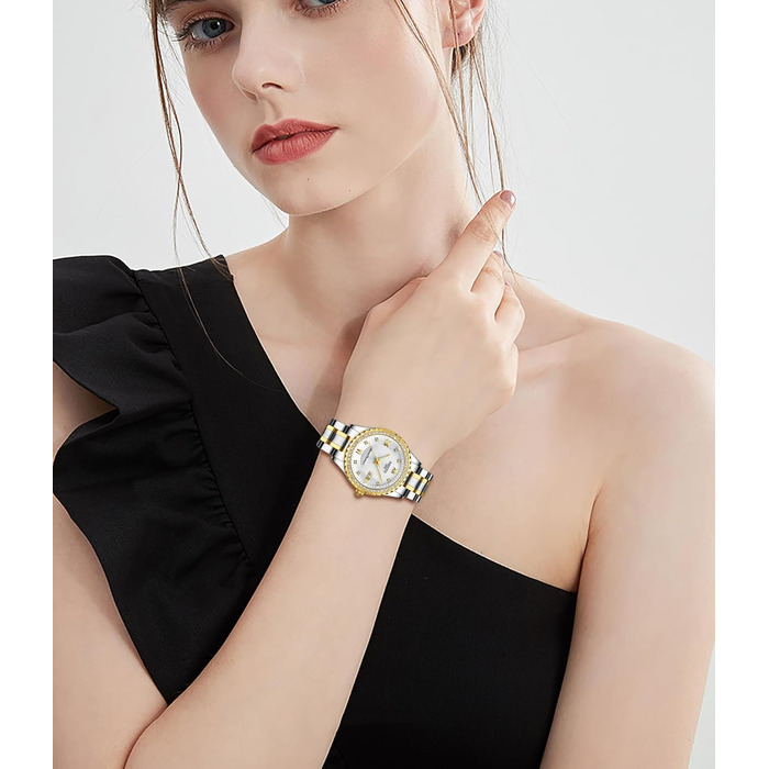 Жіночий годинник NIBOSI на руку з кварцовим механізмом, рожеве золото, діамантове циферблат, водонепроникний, стильний аксесуар для дівчат (2357 Білий)