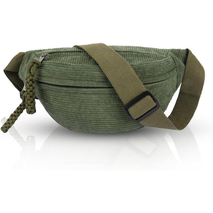 Жіноча сумка через плече, поясна сумка, сумка кросбоді з корду, стильна та практична нагрудна сумка, сумка на пояс, для спорту, подорожей, зеленого кольору