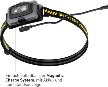 Налобний ліхтар Ledlenser HF4R Work 500 лм, водонепроникний IP68, з червоним світлом, акумуляторний, для outdoor та роботи, чорний/жовтий