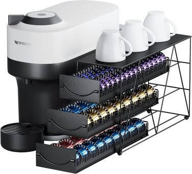 Тримач для капсул кави Nespresso Vertuo та Dolce Gusto на 50 капсул, металевий, чорний