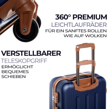 Набір валіз FERGÉ Milano 5-ти частинний з жорстким корпусом + сумка для подорожей + косметичка - 3 шт. (Бежевий/Блакитно-коричневий)