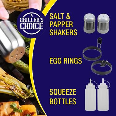 Набір аксесуарів для гриля Grillers Choice з нержавіючої сталі, професійний комплект інструментів для хібачі та барбекю, 32 предмети