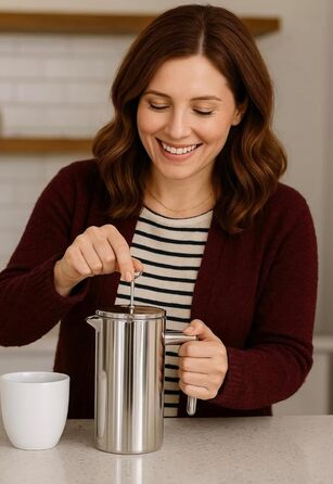 Френч-прес VIA CREMA скляний/нержавіюча сталь 800/1000 мл