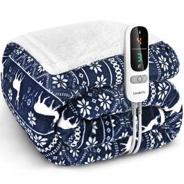 Електрична ковдра LeaderPro з автовимкненням, 160x180 см, фланель, 6 режимів нагріву, пральна, з захистом від перегріву, таймер 1-9 годин, для ліжка, дивану, офісу