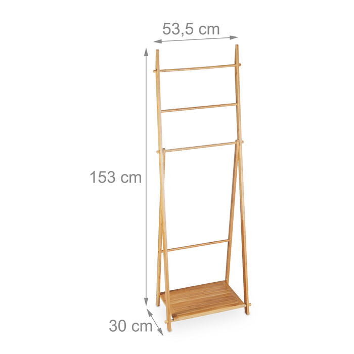 Relaxdays Bamboo Towel Rack, 4 Bars