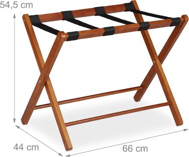 Relaxdays Folding Luggage Rack, Wooden Baggage Stand, HBT: 54.5 x 66 x 44 cm, Suitcase Stool for Hotel & Home, Natural