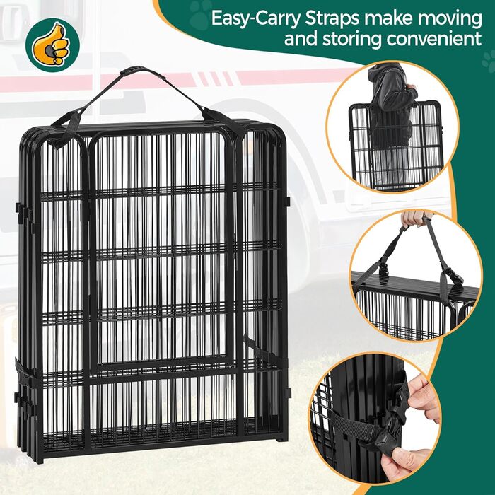 Клітка для цуценят Yaheetech 8-секційна, 80 см, з переносною сумкою та кріпленням, для дому та саду, проста у збірці
