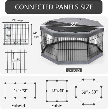 Захисна килимок для вольєру для собак PETIME, водовідштовхувальний, для дому та вулиці, сумісний з 8-панельними вольєрами шириною 61 см