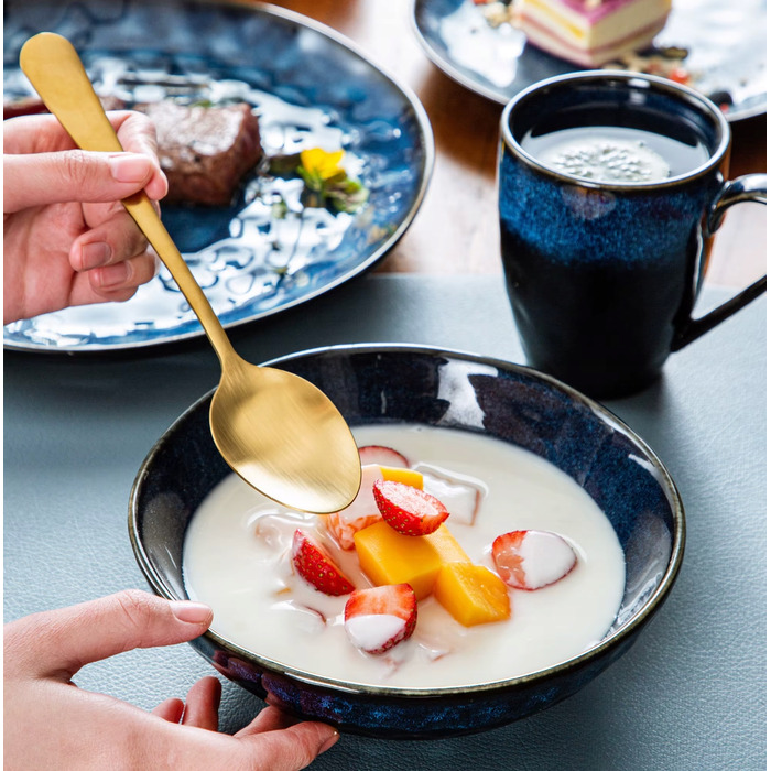 Обідній сервіз темно-синій: комплект посуду (тарілки, миски, чашки), 32 предмети