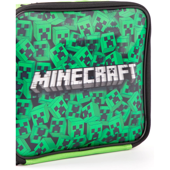 Набір ланч Minecraft Creeper: ланчбокс, пляшка та контейнер для перекусу. Ідеальний подарунок для хлопчиків-геймерів. Темно-зелений.
