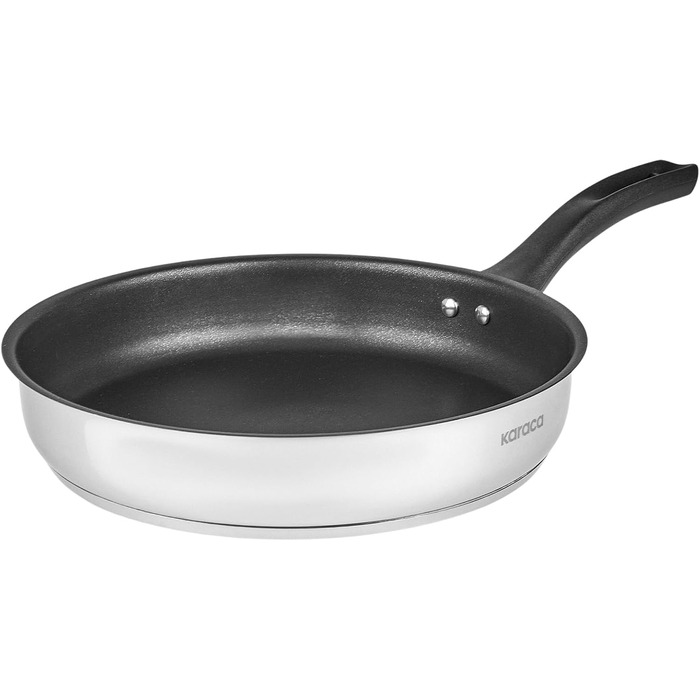 Набір кухонного посуду Karaca Biogranit Blackgold 12 предметів | Покриття з антипригарним ефектом | Стійкий до подряпин | Здоровий та екологічний | Енергоефективний | Елегантний дизайн | Легко миється (24 см, Сірий)