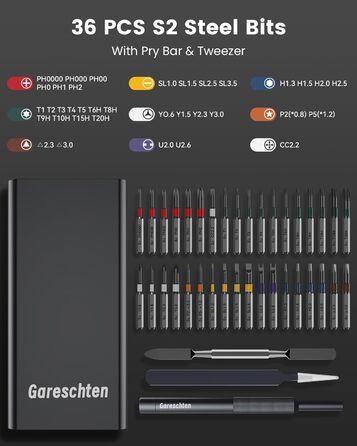 Електрична викрутка 36 в 1 Mini Electric Screwdriver set, акумуляторний набір з бітами H4, H6.3, 4 моменти, 1500mAh, інструмент для ремонту телефонів, окулярів, годинників, ноутбуків