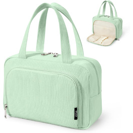 Косметичка жіноча Kalidi з багатьма відділеннями та відділенням для пензликів, велика, для подорожей, зелена (м'ятна)