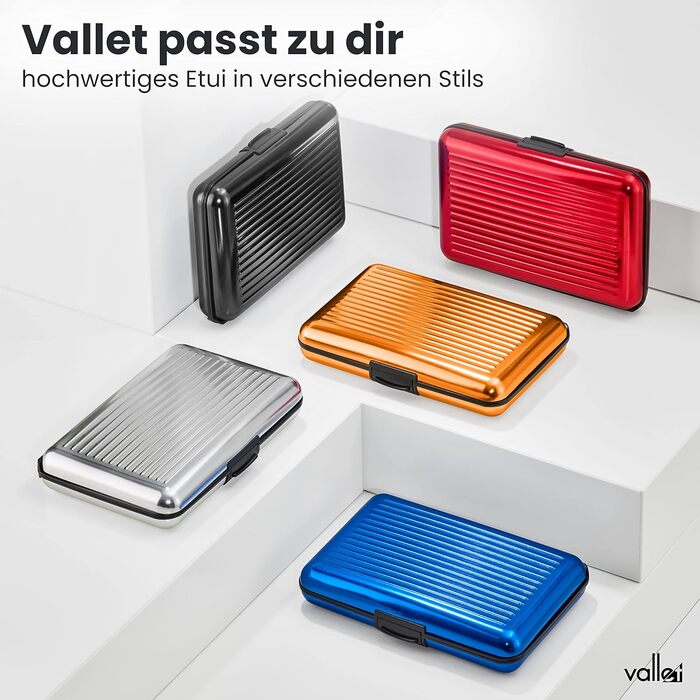 Алюмінієве картхолдер VALLET®: захист NFC/RFID, для візиток та карток, срібний, для жінок та чоловіків