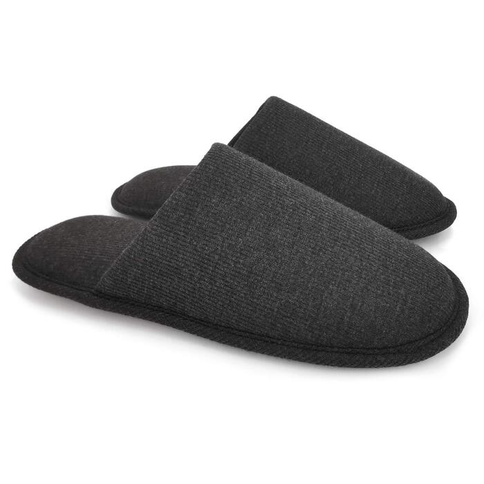 Чоловічі халапи Оofoot з бавовни, зручні домашні тапочки, Memory Foam, плоскі, пранні, Slip-on, для дому (45/46 EU, вугільно-сірий)