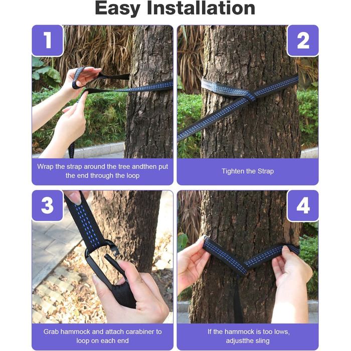 Гамак дорожній подвійний 295x140 см, рожево-ліловий, вантажопідйомність 350 кг - з карабінами та ременями для кріплення