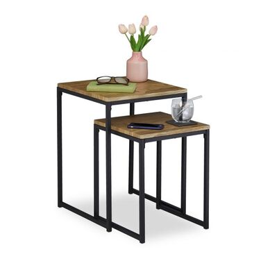 Relaxdays Set of 2 Side Tables, Wood-Look