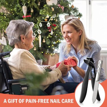 Кусачки для нігтів BEZOX ергономічні з похилим лезом для товстих нігтів (чорні). Кусачки для нігтів для літніх людей, чоловіків та жінок з металевим пилком.