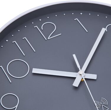 NESIFEE Funkuhr Wall Clock No Ticking Silent Wall Clock Easy to Read Clock for Kitchen Living Room Radio Wall Clock Large 30 cm Living Room Clock Radio Clock Wall Clock Modern Wall Clocks Radio Clock Silent No Ticking