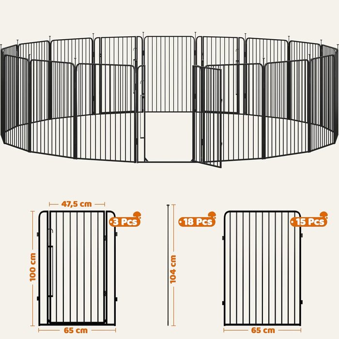 Вольєр для цуценят Yaheetech 18-частинний, металевий, 100 см, для квартири та саду