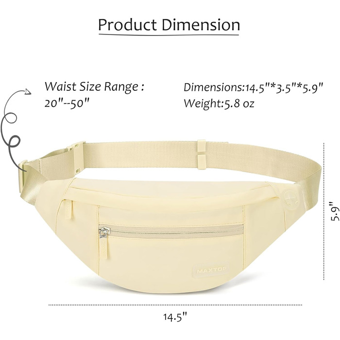 Чоловіча/жіноча поясна сумка MAXTOP – водонепроникна, 4 відділення, для активного відпочинку, туризму, спорту, чорна