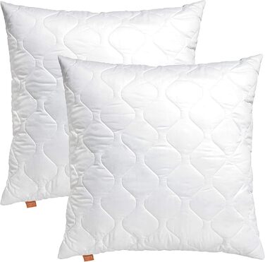 sleepling Basic 300 2-Pack Pillow, 80 x 80 cm, Pillow made of 100% Cotton Satin, adjustable height, size guarantee, fill weight guarantee, 60 degrees, Ökotex 100, white 2 80 x 80 cm