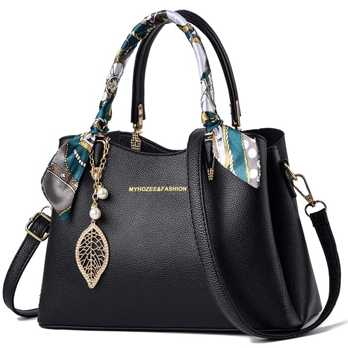 Сумка жіноча Myhozee середнього розміру з PU шкіри, чорна: сумка через плече, кросбоді, ручна сумка