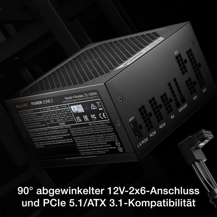 Блок живлення для ПК be quiet! Power Zone 2 1000W, сертифікація 80 Plus та Cybenetics Platinum