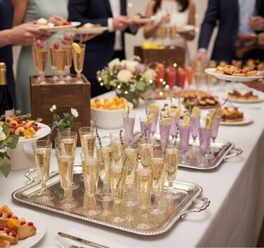 50 преміум келихів для шампанського MATANA з золотим гліттером, 150 мл - багаторазові келихи для шампанського, коктейлів, десерту та вина. Пластикові келихи для вечірки та весілля, 50 шт.