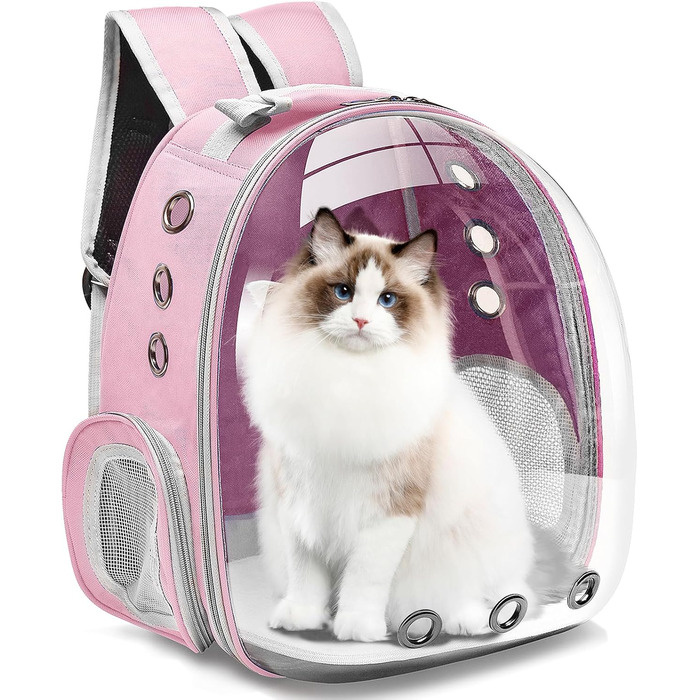 Сумка-переноска для котів, домашніх тварин, рюкзак-переноска, передня кишеня для маленьких, середніх котів, цуценят, собак (Рожева)