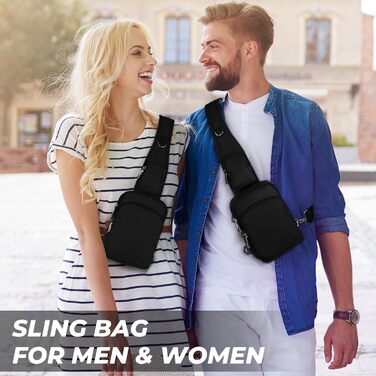 Чоловіча/Жіноча нагрудна сумка через плече Anti Diebstahl, чорна, водовідштовхуюча, з RFID-блокуванням