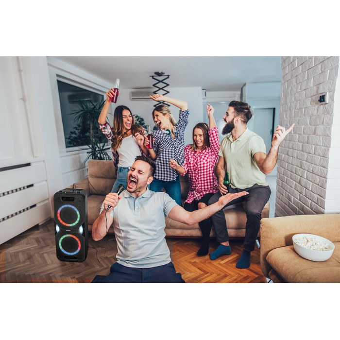 MEDION PE-1 Pure Partybox: портативна Bluetooth-колонка з мікрофоном, світлові ефекти, караоке, AUX, USB, радіо (2 x 220 Вт)